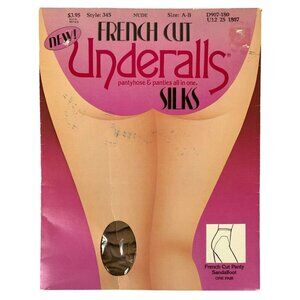 Vintage Underalls French Cut Silks Pantyhose & Panties All-In-One AB Small Nude